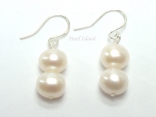 Prestige White Pearl Earrings with two pearls 7-8mm