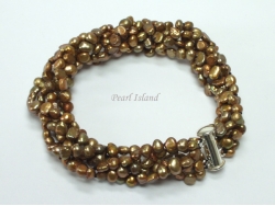 Miniature 6-Row Brown Baroque Pearl Bracelet