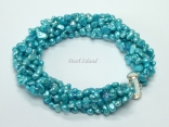 Miniature 6-Row Turquoise Baroque Pearl Bracelet