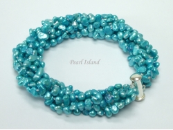 Miniature 6-Row Turquoise Baroque Pearl Bracelet