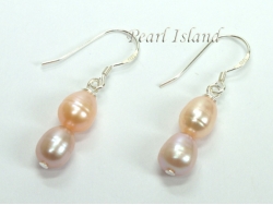 Petite Lavender Peach Oval Pearl Earrings 6x7mm