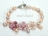 Petite Lavender Peach Oval Pearl Bracelet with Flowers & T-bar clasp