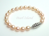 Petite Peach Oval Pearl Bracelet 7-8mm with Magnetic Clasp