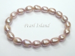 Petite Lavender Oval Pearl Elastic Bracelet 7-8mm