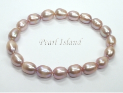 Petite Lavender Oval Pearl Elastic Bracelet 7-8mm