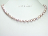 Petite Lavender Oval Pearl Necklace 7-8mm