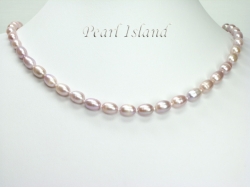 Petite Lavender Oval Pearl Necklace 7-8mm with Magnetic Clasp