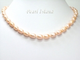 9ct Gold Petite Peach Oval Pearl Necklace 7-8mm