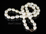 9ct Gold Petite White Oval Pearl Necklace 7-8mm
