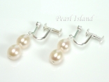 Petite White Oval Pearl Screw Earrings 7-8mm