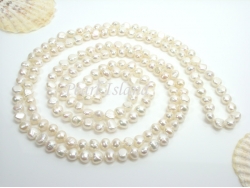 Yours - 63 Inch White Baroque Pearl Rope Necklace 8-9mm