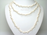 Yours - 63 Inch White Baroque Pearl Rope Necklace 8-9mm