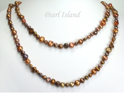 41 Inch Ardent Chocolate Brown Baroque Pearl Long Necklace