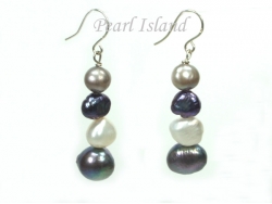 Ardent Grey White Baroque Pearl Earrings
