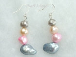 Ardent Peach Grey Pink Baroque & Blister Pearl Earrings 6-14mm