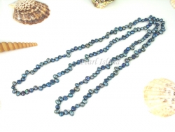 42 Inch Gun-metal Grey Dark Blue Baroque Pearl Rope Necklace 