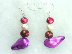 Ardent Purple White Baroque Pearl Earrings 6-20mm