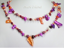 44 Inch Ardent Purple Orange White Baroque Pearl Rope Necklace