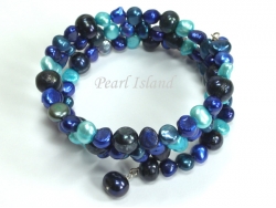Ardent Dark Blue Turquoise Baroque Pearl Bracelet 6-8mm