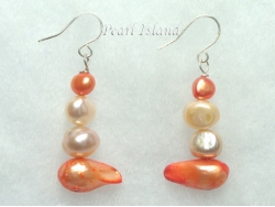 Ardent Dark Orange Ivory Baroque & Blister Pearl Earrings 4-14mm