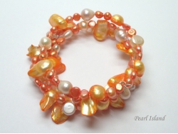 Ardent Orange W Baroque & Blister Pearl Bracelet 4-15mm
