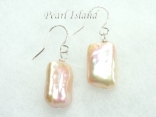 Enigma Peach Rectangle Pearl Earrings