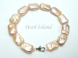 Enigma Peach Rectangle Pearl Bracelet