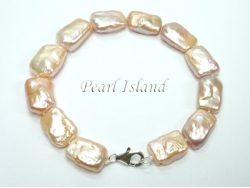 Enigma Peach Rectangle Pearl Bracelet