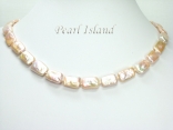 Enigma Peach Rectangle Pearl Necklace