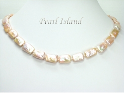 Enigma Peach Rectangle Pearl Necklace