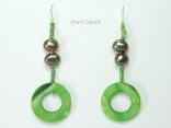 Joie de vivre Olive Green Pearl & Shell Earrings