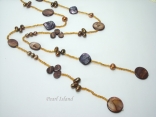 Joie de vivre Brownish Long Pearl & Shell Open Necklace