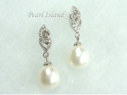 Large White Pearl Earrings 10x11mm