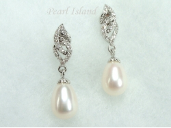 Countessa White Drop Pearl Earrings 8x11mm