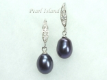 Peacock Black Drop Pearl Earrings 8x11mm