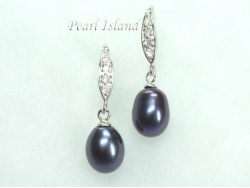 Peacock Black Drop Pearl Earrings 8x11mm