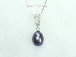 Peacock Black Drop Pearl Pendant 8x11mm