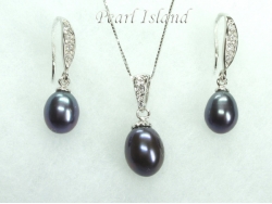 Peacock Drop Pearl Elegant Pendant and Earring Set 8X11mm