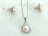 White Round Pearl Stylish Pendant and Earring Set 8-8.5mm