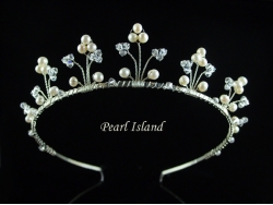 Elegance Floral Freshwater Pearl Wedding Tiara