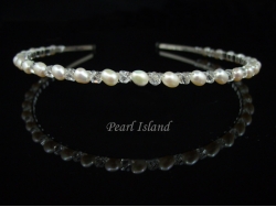 Petite Freshwater Pearl Headband with Clear Crystal