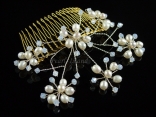 Stylish Freshwater Pearl Gold Wedding Hair Comb (double)