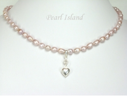 Little Princess Lavender Oval Pearl Necklace 4x6mm