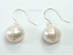 White Circlet Pearl Earrings 8.5-9mm