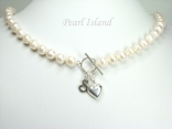 Personalised White Circlet Pearl Necklace with T-bar Clasp