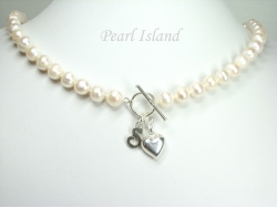 Personalised White Circlet Pearl Necklace with T-bar Clasp