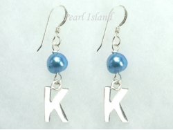 Personalised Royal Blue Baroque Pearl Earrings with One Pearl