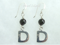 Personalised Black Baroque Pearl Earrings with One Pearl