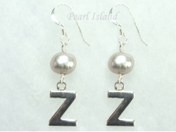 Personalised Silver Grey Baroque Pearl Earrings with One Pearl