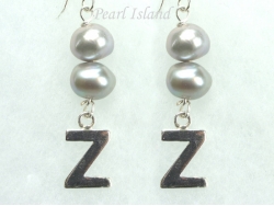 Personalised Silver Grey Baroque Pearl Earrings